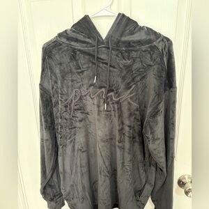 PINK Victoria’s Secret Black Velour Pullover Hoodie